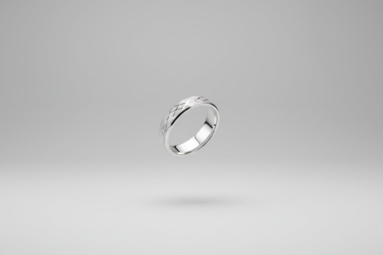 Lustre of Love stainless steel silver ring with a stylish textured design for elegant wear