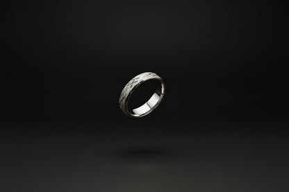 Stainless steel silver ring with an elegant textured design for stylish accessorizing
