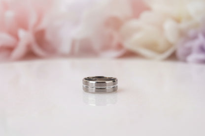 Lustre of Love stainless steel silver ring for men with a sleek design and polished finish