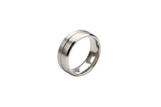 Dual Axis Stainless Steel Silver Ring for Men
